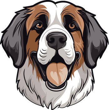 Cute cartoon illustration of a bernese mountain dog with a friendly smile and tongue sticking out vector