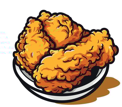 Delicious fried chicken wings, perfect for menu design, restaurant advertising, or any project needing a tasty illustration vector