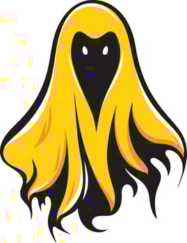 A friendly yellow ghost with black eyes and a heart shaped face vector
