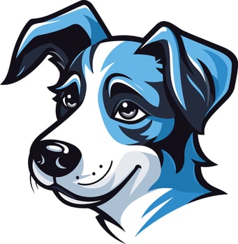 Cute cartoon dog with blue and white fur, perfect for logos, branding, and pet related designs vector
