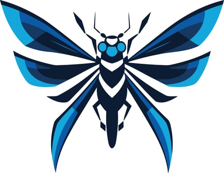 Abstract insect logo design with blue and black colors vector