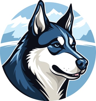Husky Portrait in a Snowy Mountain Landscape vector
