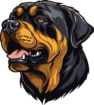 Powerful rottweiler head illustration in a vintage style, perfect for pet lovers, dog owners, and branding projects vector