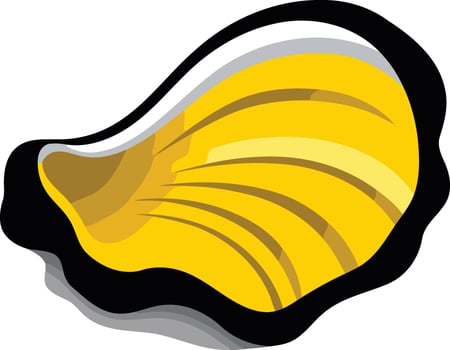 A cartoon style illustration of a yellow seashell, perfect for children's books, websites, and educational materials vector