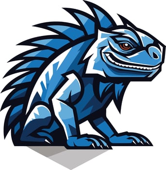 A fierce, blue iguana mascot design, perfect for sports teams, gaming communities, and businesses seeking a bold and powerful brand identity vector