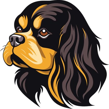 A detailed illustration of a cavalier king charles spaniel, showcasing its distinctive features vector