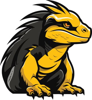 A cartoon lizard with black and yellow fur vector