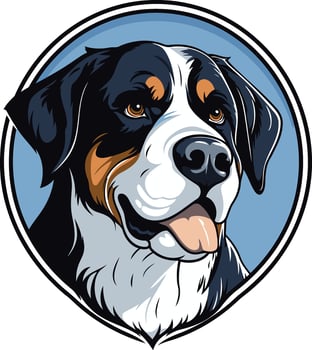 Friendly bernese mountain dog with a happy expression, perfect for pet related branding, social media, or merchandise vector