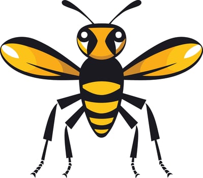 A cartoon bee with black and yellow stripes vector