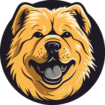 A friendly, cartoon style chow chow dog with a big, toothy grin vector