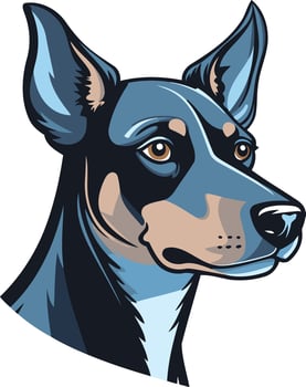 A stylized illustration of a blue and black dog's head, perfect for branding, logos, or pet related designs vector
