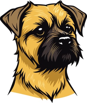 Cute and friendly illustration of a border terrier's head, perfect for pet related designs, greeting cards, or social media vector