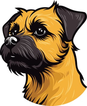 Cute cartoon illustration of a border terrier head, perfect for dog lovers, pet related brands, and designs vector