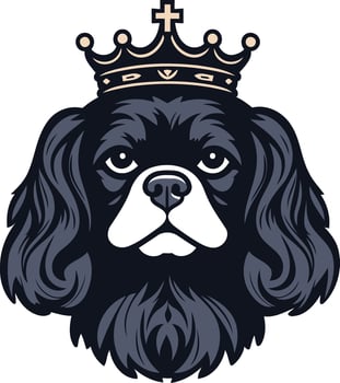 A regal cavalier king charles spaniel wearing a golden crown, perfect for dog themed designs, t shirts, and branding vector
