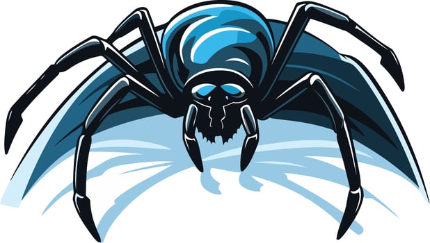 A fierce, blue and black spider with menacing eyes, perfect for spooky designs vector