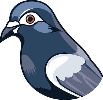 Cute cartoon pigeon with blue and white feathers, perfect for children's illustrations, social media, or branding vector