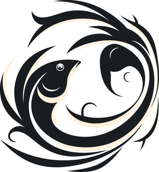 Stylized Black and White Fish Illustration vector