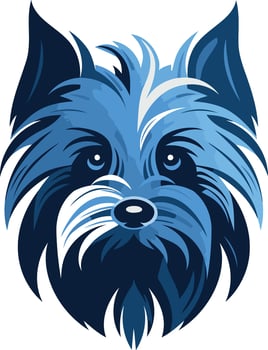 A blue dog head with long hair on a white background vector