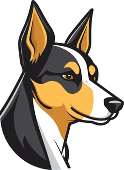 A dog head with a black and white coat vector