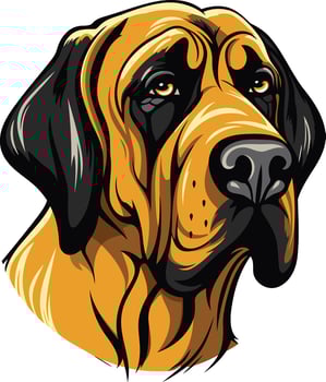 A detailed illustration of a large, fierce looking dog, with a powerful jawline and intense gaze vector