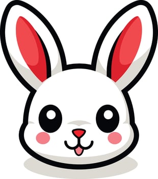 Cute cartoon rabbit face with big eyes and a playful expression vector