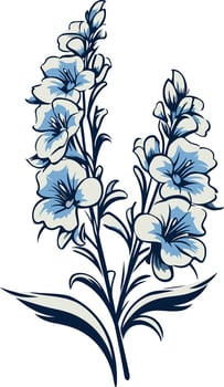 Elegant blue floral illustration, perfect for wedding invitations, stationery, or branding vector