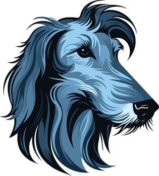 A stylized blue afghan hound profile, perfect for branding, design projects, or dog lover decor vector