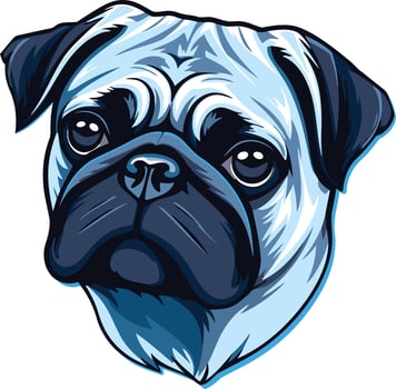 A cute and quirky pug with big, soulful eyes stares directly at the viewer vector