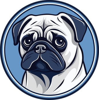 Adorable pug dog head in a circle vector