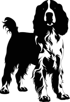 A striking silhouette of a springer spaniel standing proudly vector