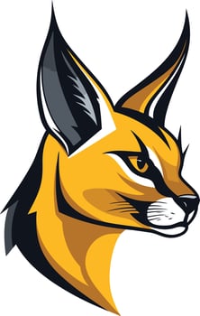 A fierce and stylized illustration of a caracal s head, perfect for branding or design projects vector