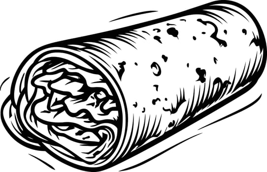 A hand drawn illustration of a delicious burrito, perfect for menu designs, food blogs, and advertising vector