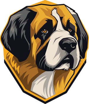 A bold and friendly cartoon illustration of a saint bernard dog's head, perfect for branding, logos, and pet related designs vector