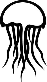 Simple black and white illustration of a jellyfish, perfect for marine life designs, logos, or educational materials vector