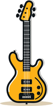 A simple, bold illustration of a yellow electric guitar, perfect for music related projects, designs, and social media vector