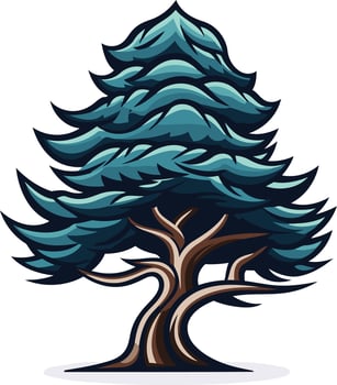 A stylized blue pine tree with a strong and sturdy trunk, perfect for logo design, branding, or nature themed projects vector