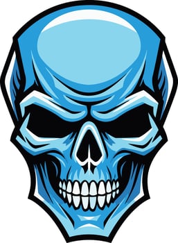 A fierce blue skull with sharp details, perfect for edgy designs, logos, and merchandise vector
