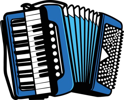 A cartoon illustration of a blue accordion vector