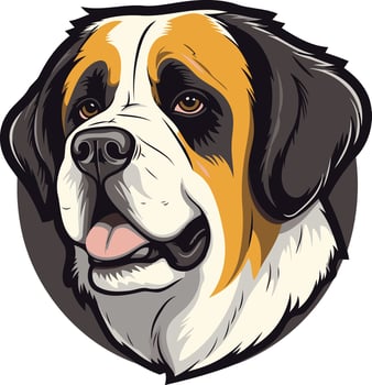 A friendly cartoon illustration of a saint bernard dog's head, perfect for branding or pet related designs vector