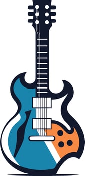 A bold and colorful electric guitar design perfect for music related logos, branding, and merchandise vector