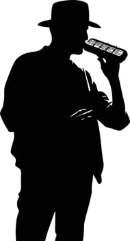 Silhouette of a man playing a harmonica vector