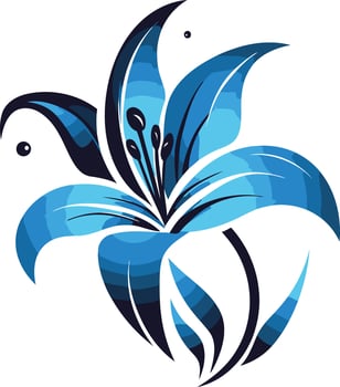 A stylized blue lily with a black outline, perfect for adding a touch of elegance to any design vector