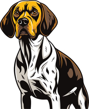 A detailed, element illustration of a german shorthaired pointer, standing proudly with a determined gaze vector