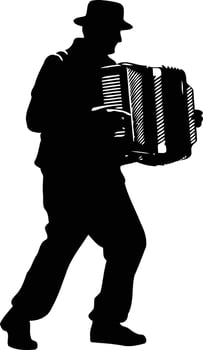 Silhouette of a man playing the accordion vector