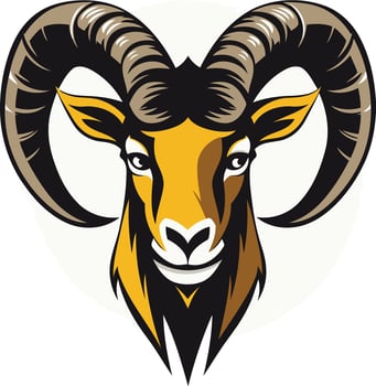 Head of ram with horns on isolated background vector