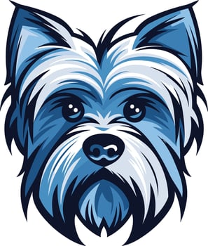 Cute and playful blue yorkshire terrier dog head illustration, perfect for pet product branding, t shirt designs, and social media graphics vector