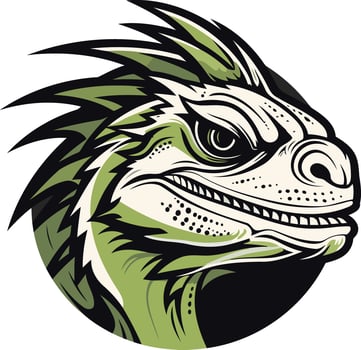 Green Lizard Head with Spikes vector