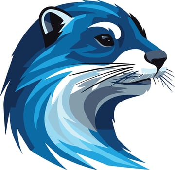 A stylized, blue and grey raccoon head logo design, perfect for a tech company, gaming brand, or creative business vector