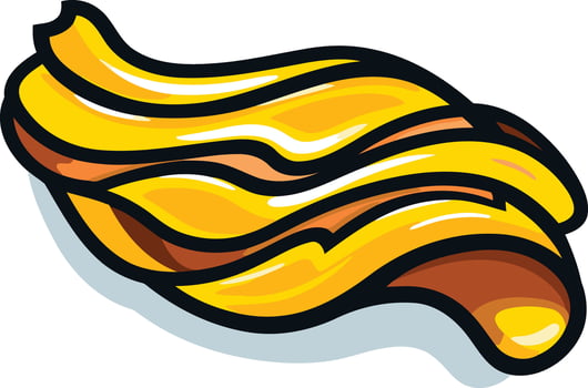 Cartoon illustration of crispy bacon, perfect for breakfast, brunch or snack food branding vector