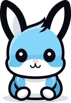A cartoon blue bunny with black ears vector